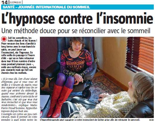 Sommeil et hypnose, retrouvez mon interview pour Sudpresse.