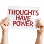 Thoughts Have Power card isolated on white background